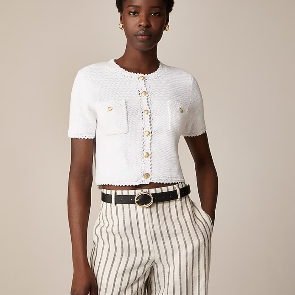 J.Crew Short Sleeve Sweater Lady Jacket - white - Picture 3 of 10